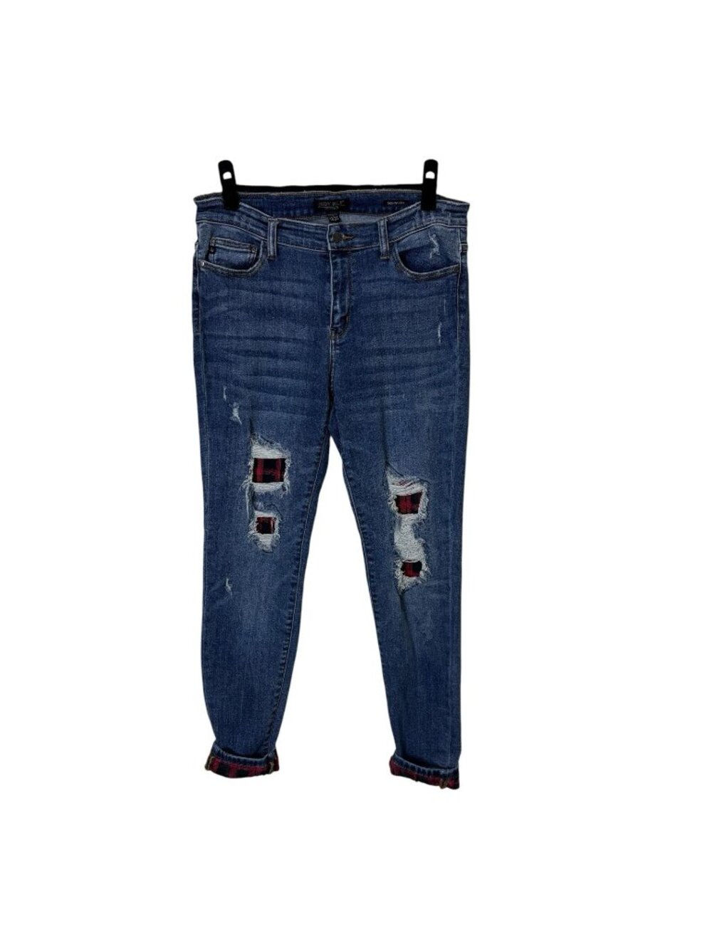 Judy Blue Skinny Plaid Flannel Peekaboo Jeans 13 / 31